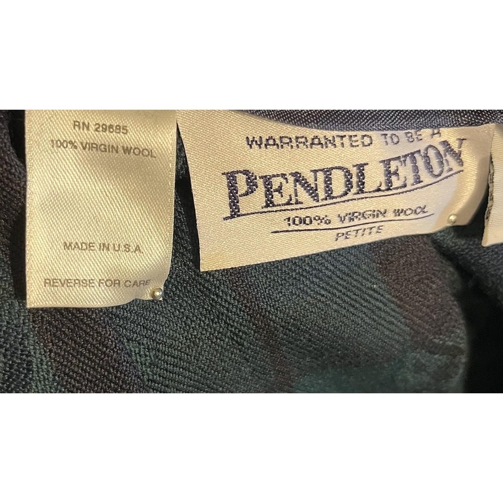 Vintage Pendleton Skirt Womens Petite 12 Green Striped Wool Pleated Midi USA - Picture 12 of 12
